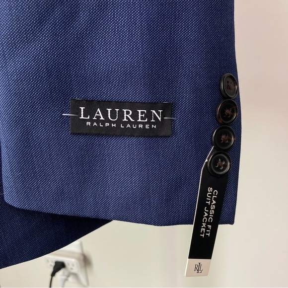 Lauren Ralph Lauren Men's 2-pc Blue Birdseye Classic-Fit Wool Jacket Vest 42R - Picture 7 of 11